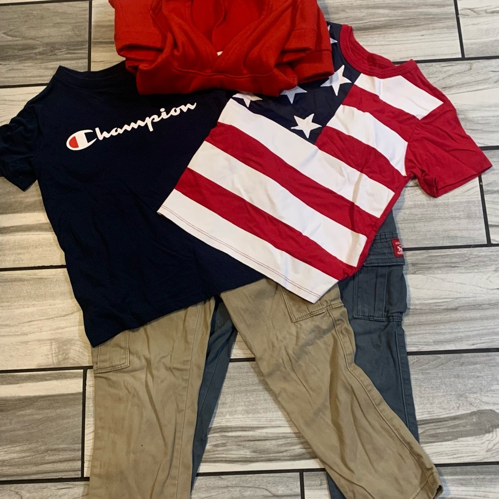 Champion shirt and American shirt with pants and sweater set!